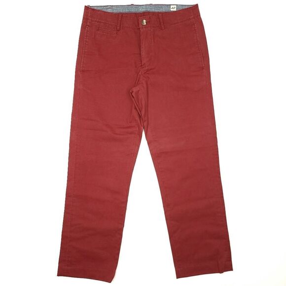 Lucky Brand Chino Pants Mens 32x30 Red Twill Cotton Straight Leg 10.5" Rise - Picture 1 of 7